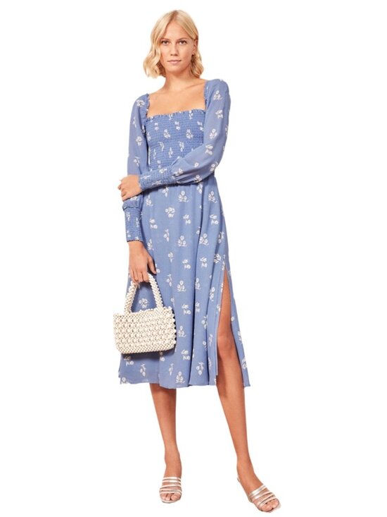 Reformation Dresses & Skirts - Reformation Rowan Midi Dress – Blue White Floral Print – Size M